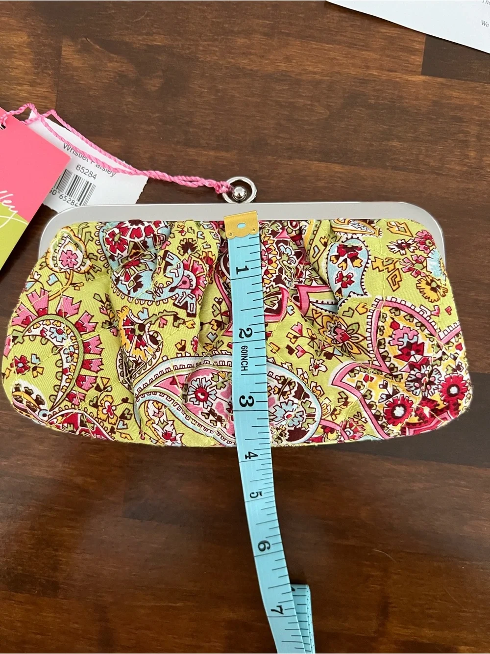 Vera Bradley Pistachio Paisley Silk Wristlet